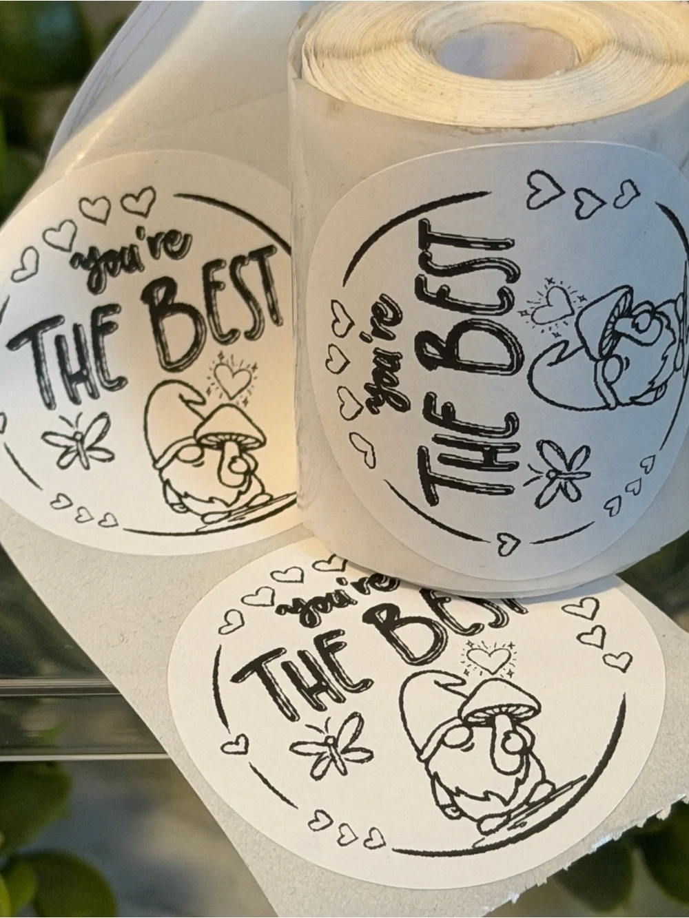 200 You’re the Best Gnome 2” Round Encouragement Stickers Labels Cute